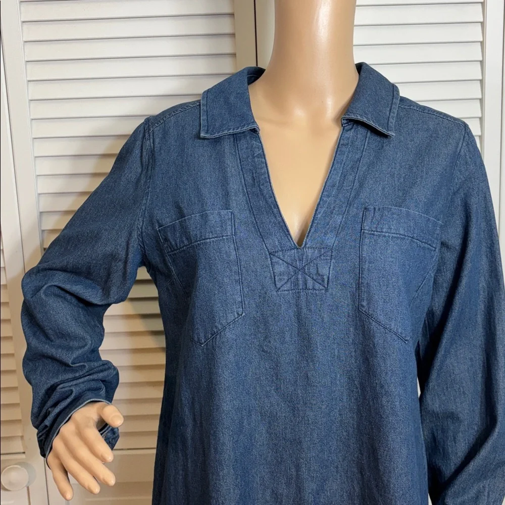 The Normal Brand Lightweight Denim Mariner Dress in Dark Indigo Medium